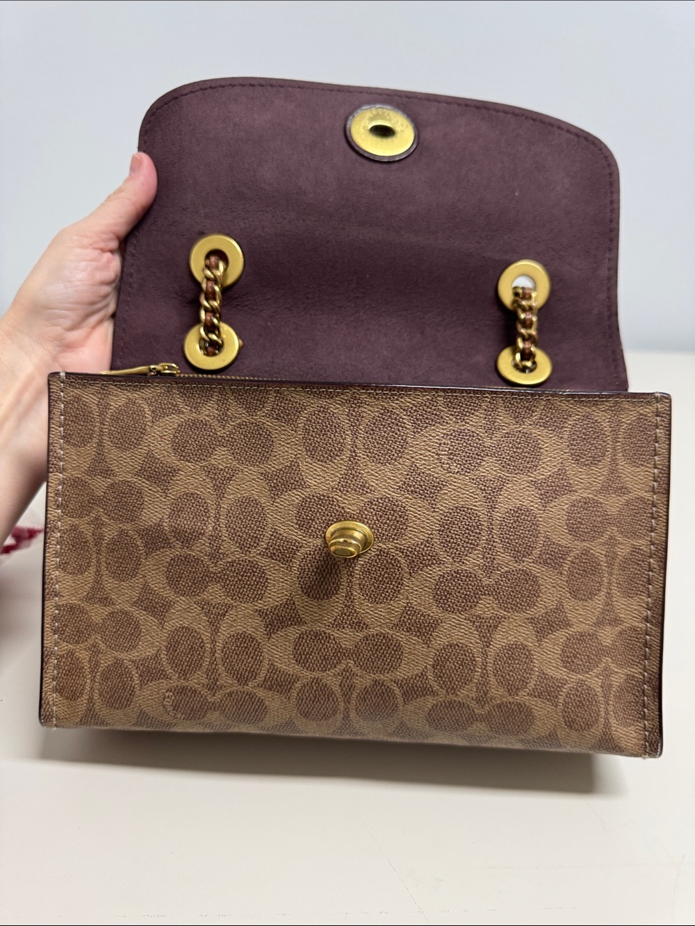 Coach Signature Parker 30585 Rust/Brown/Gold Shoulder Bag - Picture 10 of 14